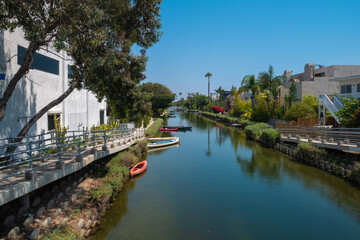 Fototapeta na wymiar Beautiful view of Venice Beach canals in California
