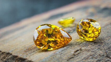 Natural Sapphire gemstone, Jewel or gems on black shine color, Collection of many natural gemstones on stone