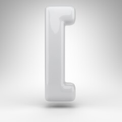 Left square bracket symbol on white background. White plastic 3D rendered sign with glossy surface.