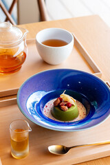抹茶プリンと紅茶