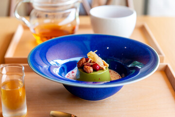 抹茶プリンと紅茶