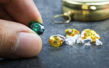 Natural Sapphire gemstone, Jewel or gems on black shine color, Collection of many natural gemstones...