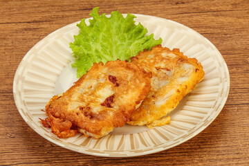 Roasted cod fish in bread