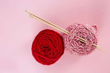 knitting yarn and needles