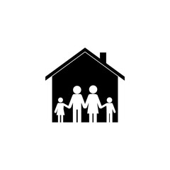Family in house icon isolated on white background. Family protect concept