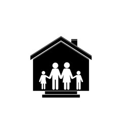 Family in house icon isolated on white background. Family protect concept