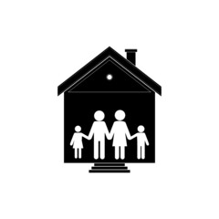 Family in house icon isolated on white background. Family protect concept