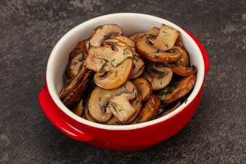 Roasted champignon with herbs and spices