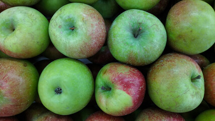 Fresh green apples sold in traditional markets, Indonesia