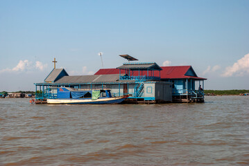 The Catholic Church on the Tonle SAP Lake. Cambodia