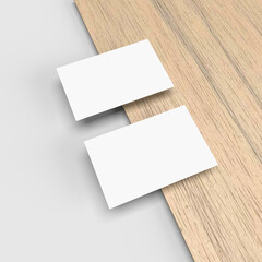 business cards mockup on wood. 3d rendering