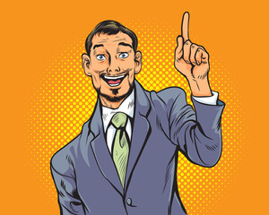 business Man pointing finger get idea