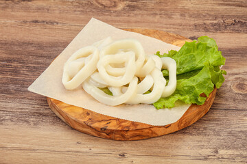 Raw squid rings for cooking
