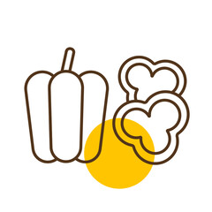 Fresh peppers sliced vector icon. Vegetable symbol