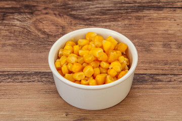 Sweet corn seeds in the bowl