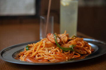 スパゲティ　ナポリタン　レモネード
