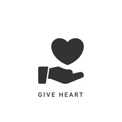 give heart icon vector illustration. give heart icon glyph design.
