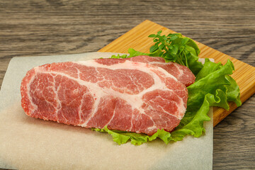 Raw pork meat neck steack