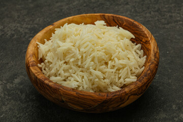 Steamed basmati rice in the bowl
