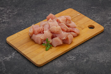 Raw diced chicken for cooking