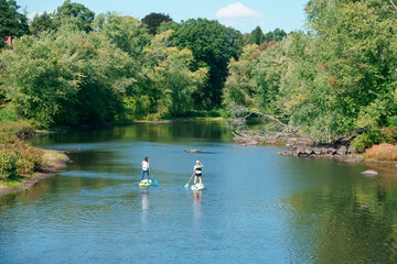 Kayaking on concord river of minute man national historical park MA USA