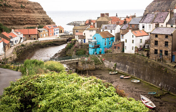 View Of Staithes Cowbar In Yorkshire From The Hill