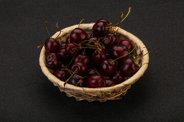 Sweet cherry in the basket