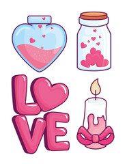 Love symbol collection design of passion and romantic theme Vector illustration