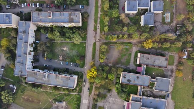 Beautiful view of architecture urban development of the old city panorama view on the roof Uzhgorod Ukraine Europe