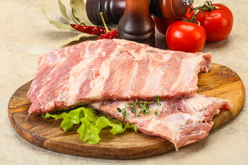 Raw pork ribs for cooking