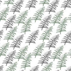 Fototapeta na wymiar Vector seamless pattern with green and grey branches. Ideal for prints, greetings, textile, wrapping paper, cover design.