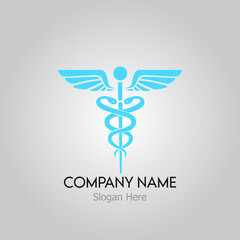 medical symbol with blue caduceus