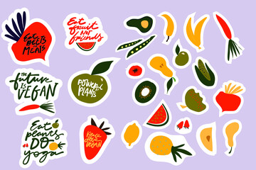 Sticker pack. Vegan. Veggies stickers. Food stickers