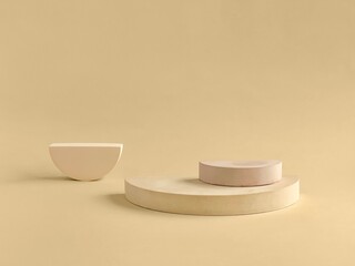 Concrete props for product photography, geometric shape podium in beige