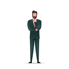 A businessman is pondering an idea. Volumetric cartoon illustration of a man in a business suit. Vector.