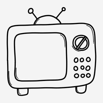 Television Doodle Vector Icon. Drawing Sketch Illustration Hand Drawn Line Eps10