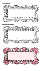 Set of hand drawn cute frames with textile ruffles and lace. Isolated decorative copy space vector illustration	