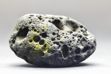 Smoke whirling around small meteorite stone