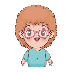 Girl cartoon with glasses design, Kid childhood little and people theme Vector illustration