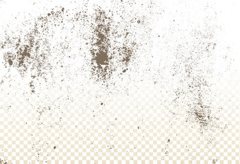 Mold, mildew, decay, stains, splashes, explosion. On an isolated background. Trail of grunge blots and splashes. Vector pattern of natural origin.