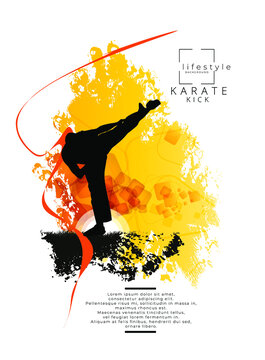 Martial arts. High kick, vector illustration