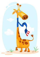 Funny giraffe cartoon design. Vector illustration