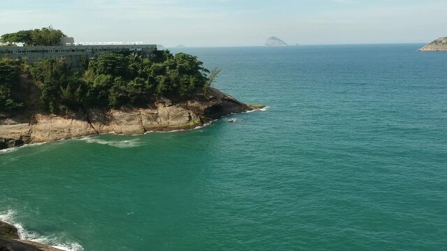 aerial drone take at Joatinga beach in Rio de Janeiro