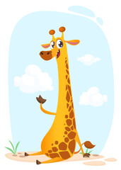 Obraz premium Funny giraffe cartoon design. Vector illustration
