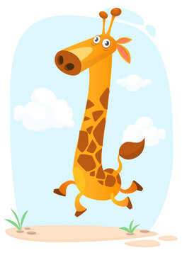 Funny giraffe cartoon design. Vector illustration