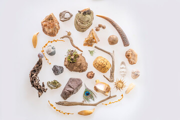 peaceful small objects in nature and background texture