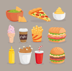 Fast food icon collection design of eat restaurant and menu theme Vector illustration