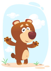 Obraz na płótnie Canvas Happy cartoon brown bear illustration. Isolated
