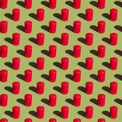 Candles seamless pattern. Made in a flat style on a orange yellow background