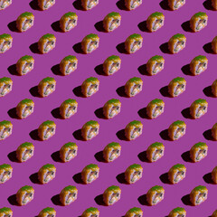 Yellow sushi seamless pattern. Made in a flat style